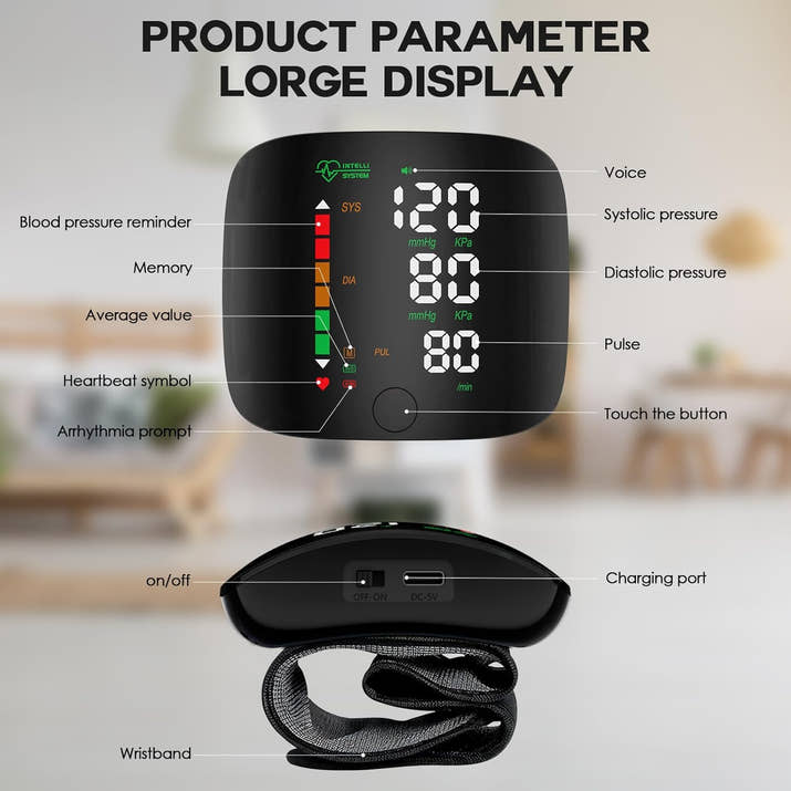 Wrist Blood Pressure Monitor Led Display